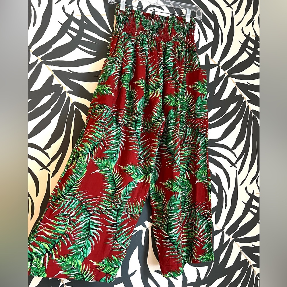 🆕🌴 Tropical Print Beach Cropped Lounge Coverup Pants